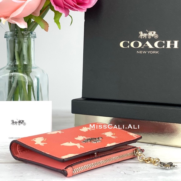 Coach Bunny Coral Snap Coin Small Wallet - Picture 5 of 9
